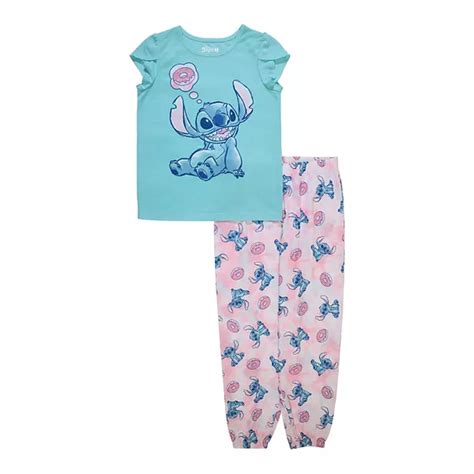 Disney S Lilo And Stitch Girls 6 12 Cute Stitch Top And Bottoms Pajama Set