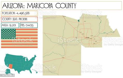 Ilustración De Mapa Del Condado De Maricopa En Arizona Estados Unidos Y