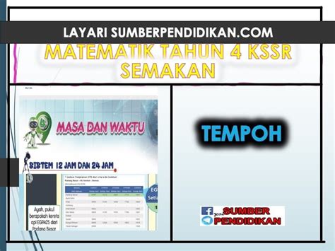 Latih Tubi Matematik Tahun 4 Masa dan Waktu Tempoh  Sumber Pendidikan