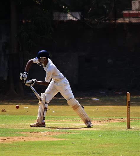 Free Photo Batsman Cricket Defense Ball Game India Competition