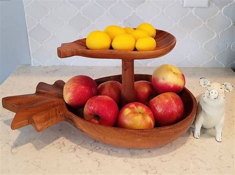 2 Tiered Wood Fruit Stand 2 Tier Fruit Bowl Counter Top Etsy Australia