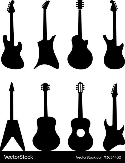 Guitar Silhouettes Rock Acoustic Royalty Free Vector Image