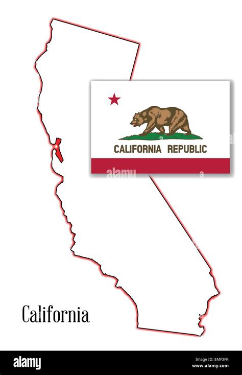 mapa del estado de california y la bandera imagen vector de stock alamy
