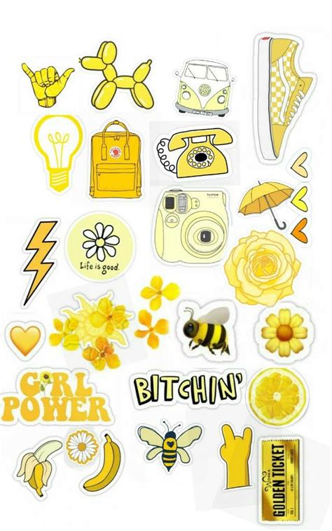 Yellow Aesthetic Stickers Printable 21 Images Result Logddco