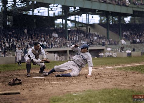 Babe Ruth Slides Into Home Plate Beating Muddy Ruels Tag Griffith