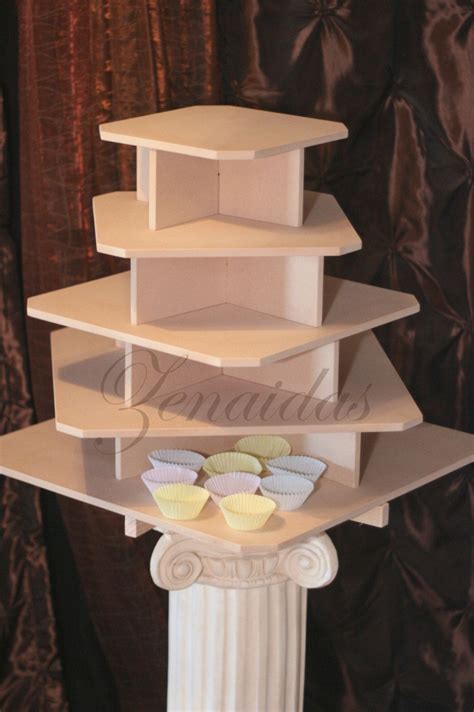 Cupcake Stand 5 Tier Large Square Mdf Wood Threaded Rod And