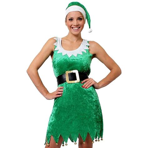 Ladies Green Sexy Elf Costume I Love Fancy Dress