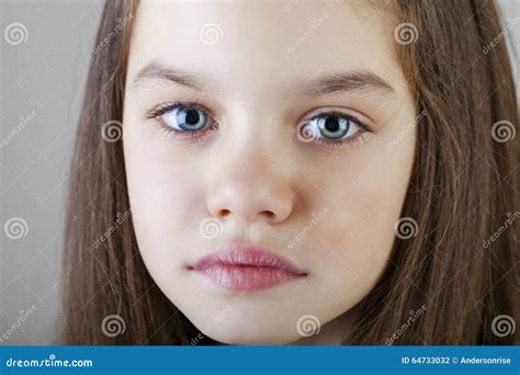 Portrait Of A Charming Brunette Little Girl Stock Photo Image Of Lond