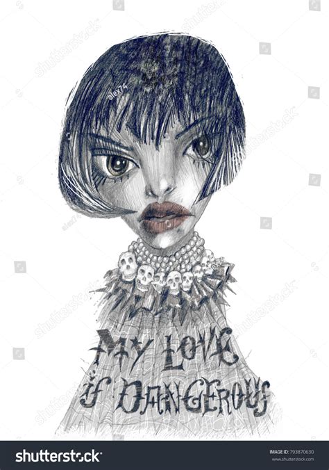 Love Dangerous Femme Fatale Colored Pencil Stock Illustration 793870630