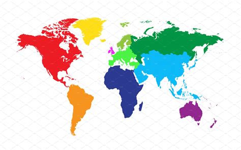 World Map Colored Illustrator Graphics ~ Creative Market