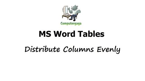 Distribute Columns Evenly MS Word Tables Make Columns Equal Width YouTube