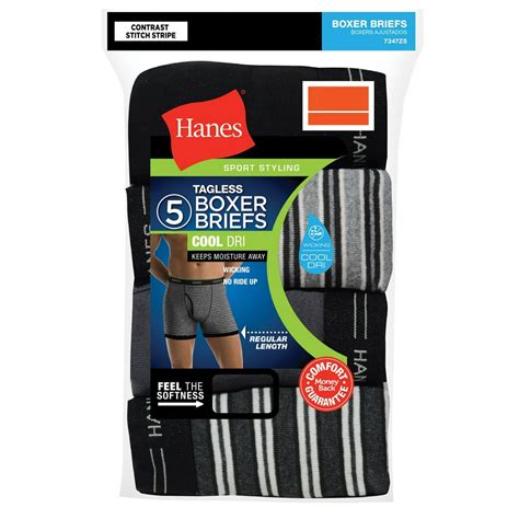 Hanes Men S Freshiq Comfort Flex Waistband Striped Boxer Brief 5 Pack