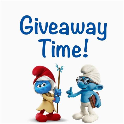 The Smurfs Are Giving Each Other A Thumbs Up And Giveaway Time Sign