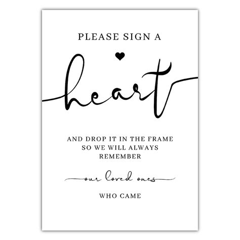 Guestbook Heart Sign White