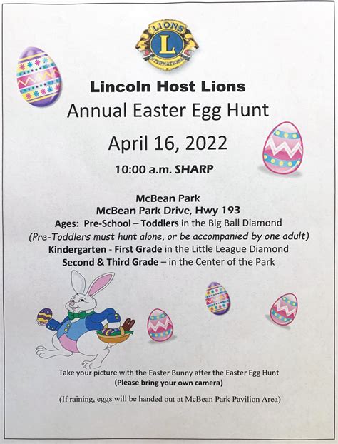 Annual Easter Egg Hunt By Lincoln Host Lions Easter 2022 Macaroni Kid