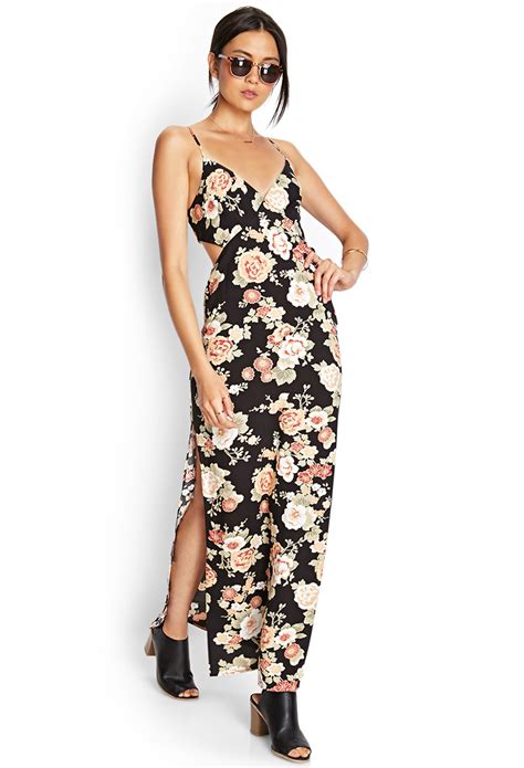 Lyst Forever 21 Cutout Floral Maxi Dress