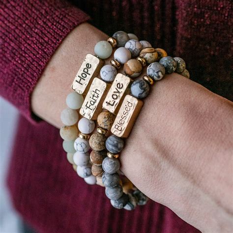 Stackable Beaded Inspirational Message Bracelets In 2021 Message