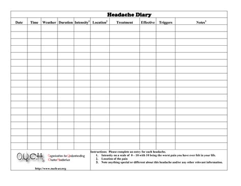 Free Printable Pain Diary Template Web You Ll Be Able To Download The Customizable Medical Form