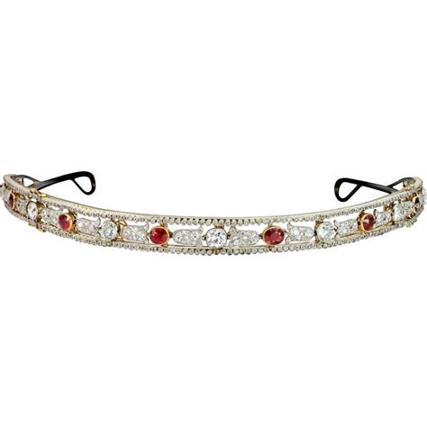 A Petite Cartier Bandeau With Alternating Ruby And Diamond Accents