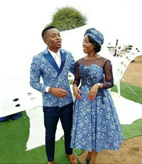 Modern Shweshwe Print Wedding Attire For Couple African 4