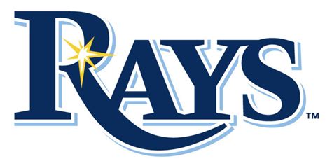 The tampa bay rays logo created in 2019 is composed of a simple yet bold and even sleek blue rays lettering in a double blue and white outline, placed on a white background. Tampa Bay Rays - Logos Download