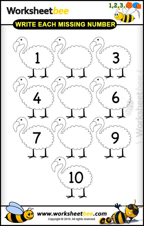 Printable Worksheet For Kids About Write Each Missing Number 1 10