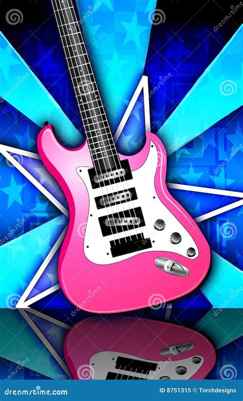 Star Burst Pink Rock Guitar Illustration Royalty Free Stock Photo