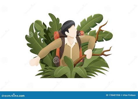 Kid Got Lost In The Forest Girl Sitting On A Pine Vector Illustration