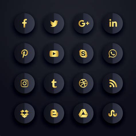Dark Premium Social Media Icons Set Download Gratis Vectorkunst En