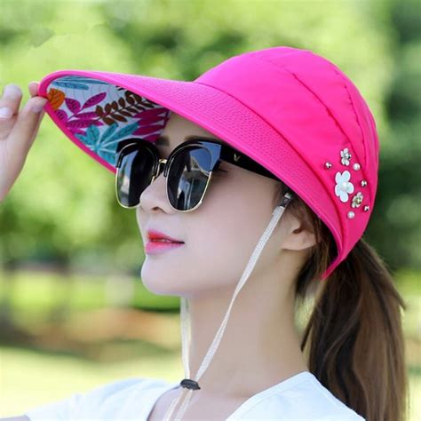Simplewomen Summer Sun Hats Pearl Packable Sun Visor Hat With Big Heads