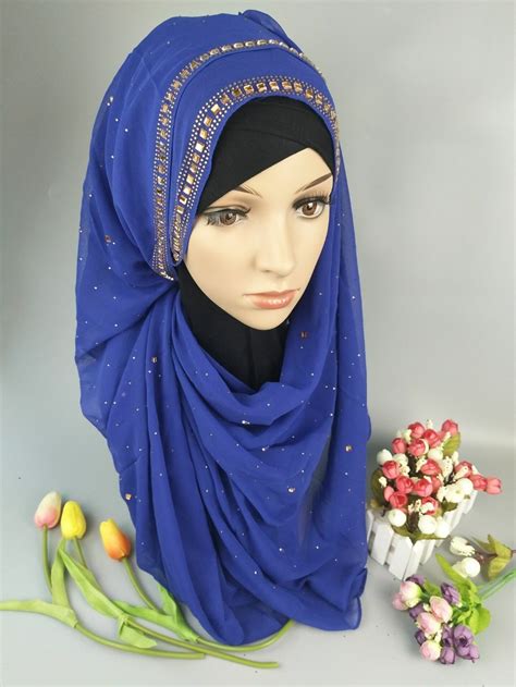 High Quality Diamond Chiffon Scarf Women Shawl Head Wrap Muslim Hijab