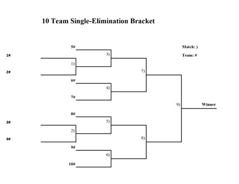 9 Team Seeded Single Elimination Printable Tournament Printable 9