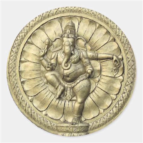 Ganesh Golden Classic Round Sticker Zazzle