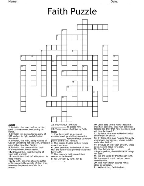 Faith Puzzle Crossword Wordmint
