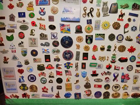 Many Of My Lapel Pins Mounted On A Display Board I Will Be Pining All