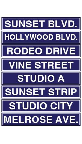 Hollywood Street Sign Decorations 61cm Pack Of 8 Partyrama