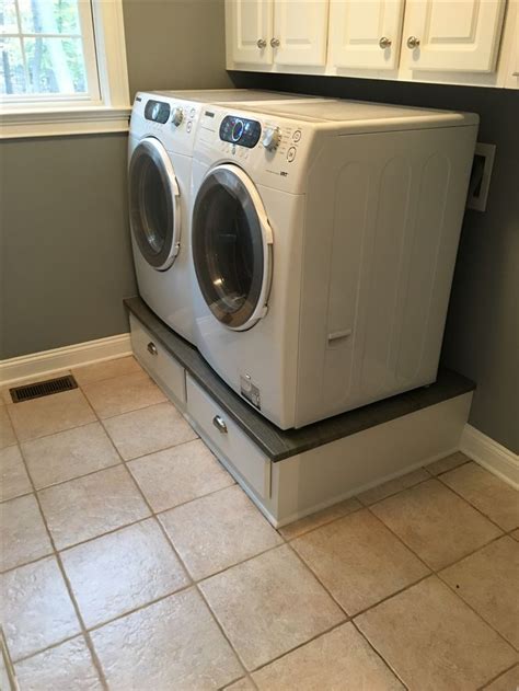 Laundry Pedestal Custom Built Washerdryer Base Cabinet With Granite
