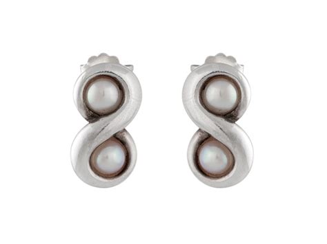 Tiffany And Co Sterling Silver Infinity Pearl Earrings Tiffany And Co