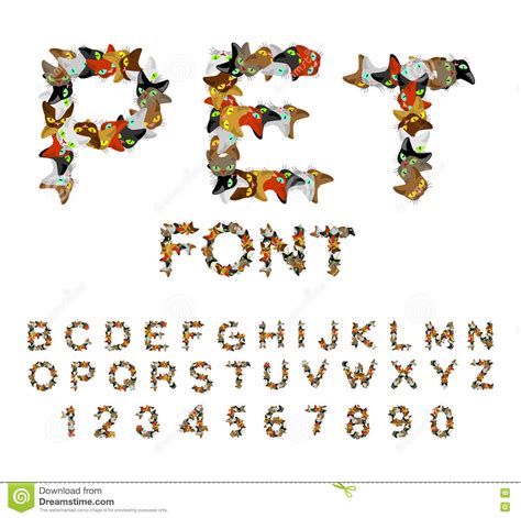 Pet Font Cat Alphabet Letters Of Cats Stock Vector Illustration Of