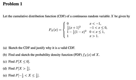 Solved Problem Let The Cumulative Distribution Function Chegg Com