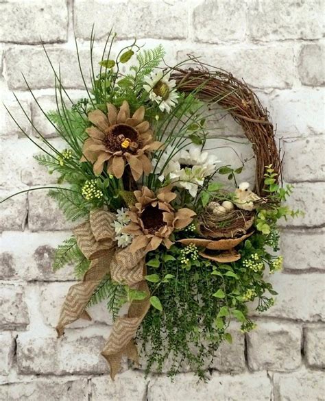 Burlap Summer Wreath For Door Front Door Wreath Sunflower Etsy