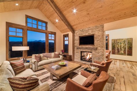 Great Room With Addition Rustic Living Room Denver