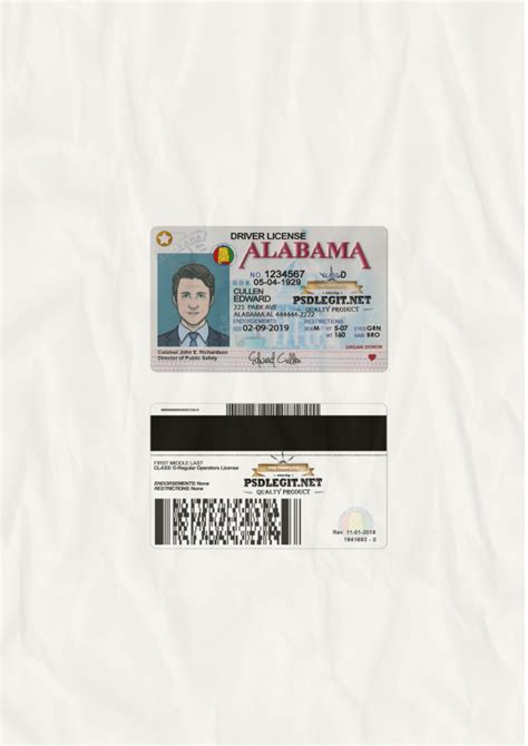 Alabama Driver License Psd Template Psdlegit