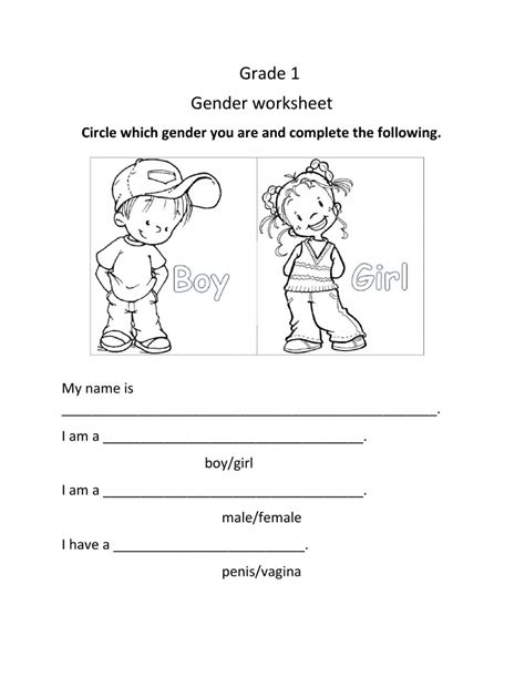 Gender Worksheet Worksheet