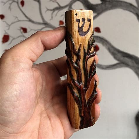 Tree Of Life Wood Carving Handmade Mezuzah Handmade Wooden Boxes