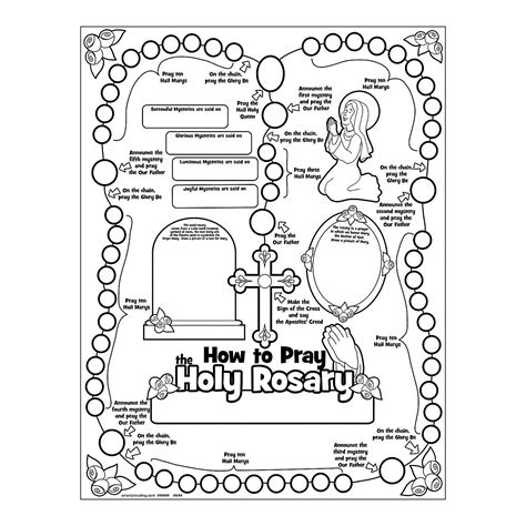 How To Pray The Rosary Coloring Children Sketch Coloring Page