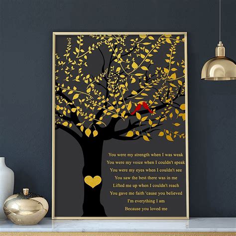 Celine Dion Because You Loved Me Lyrics Poster Falling Into Etsy