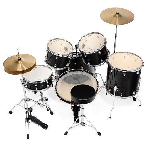 5pc Complete Full Size Pro Adult Drum Set Kit Remo Heads Brass Cymbals Ebay