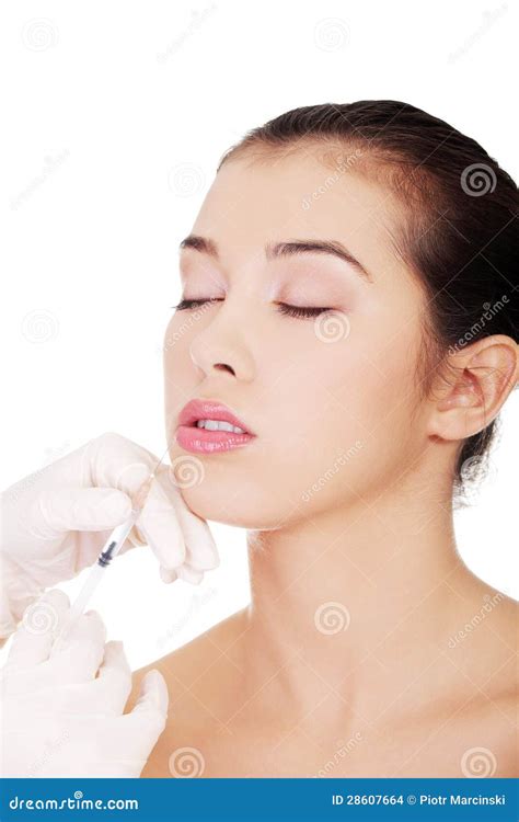 Cosmetic Botox Injection In The Female Face Stock Photo Image Of