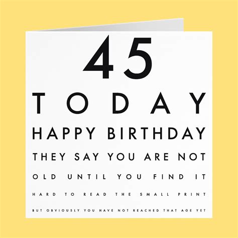 humorous joke 45th birthday card 45 today they say you are etsy